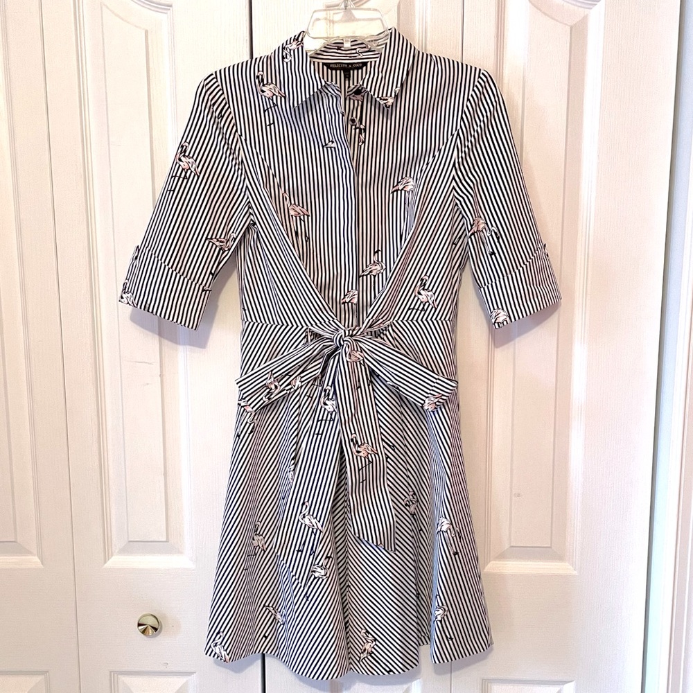 Felicity and Coco Striped Flamingo Shirt Dress
